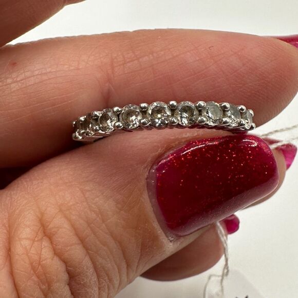 SALE! Beautiful, simple CZ diamond band in stamped sterling silver! - Picture 3 of 10